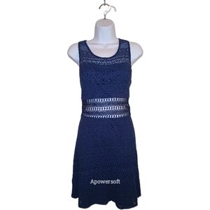 Rue 21 Royal Blue Crochet Fit & Flare Above Knee Sleeveless Dress Size XL